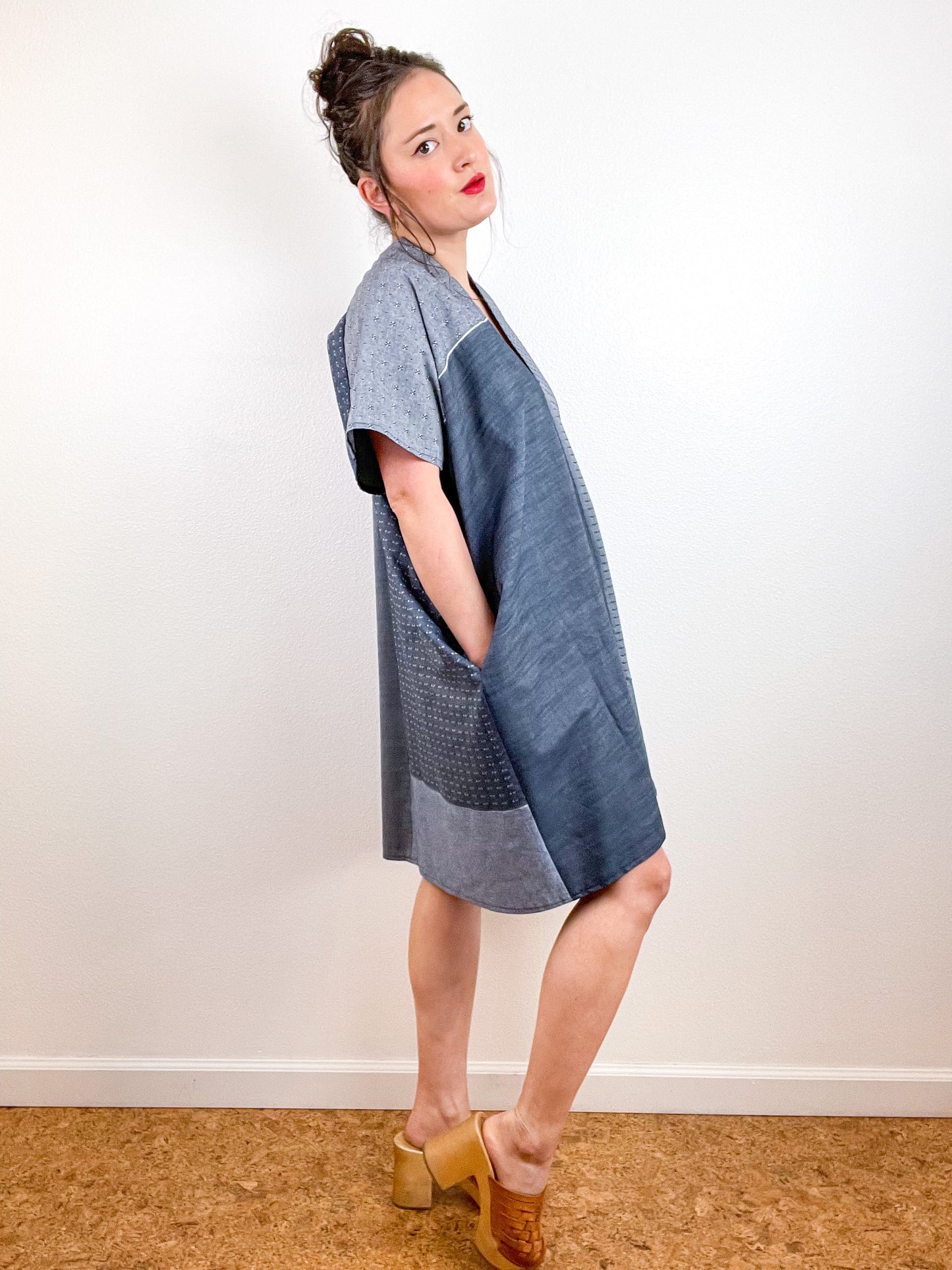 Chambray Smock Dress Patchwork 3