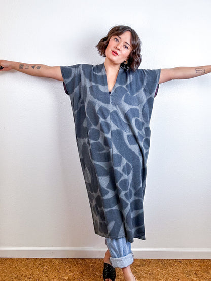 Hand-Dyed Midi Sweatshirt Smock Dress Charcoal Doodle