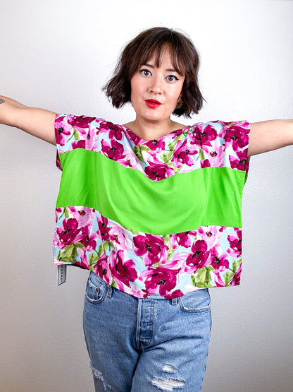 Scrappy Crop Pink Lime Floral