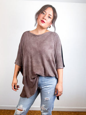 Oversize Flip Sweater Black Taupe