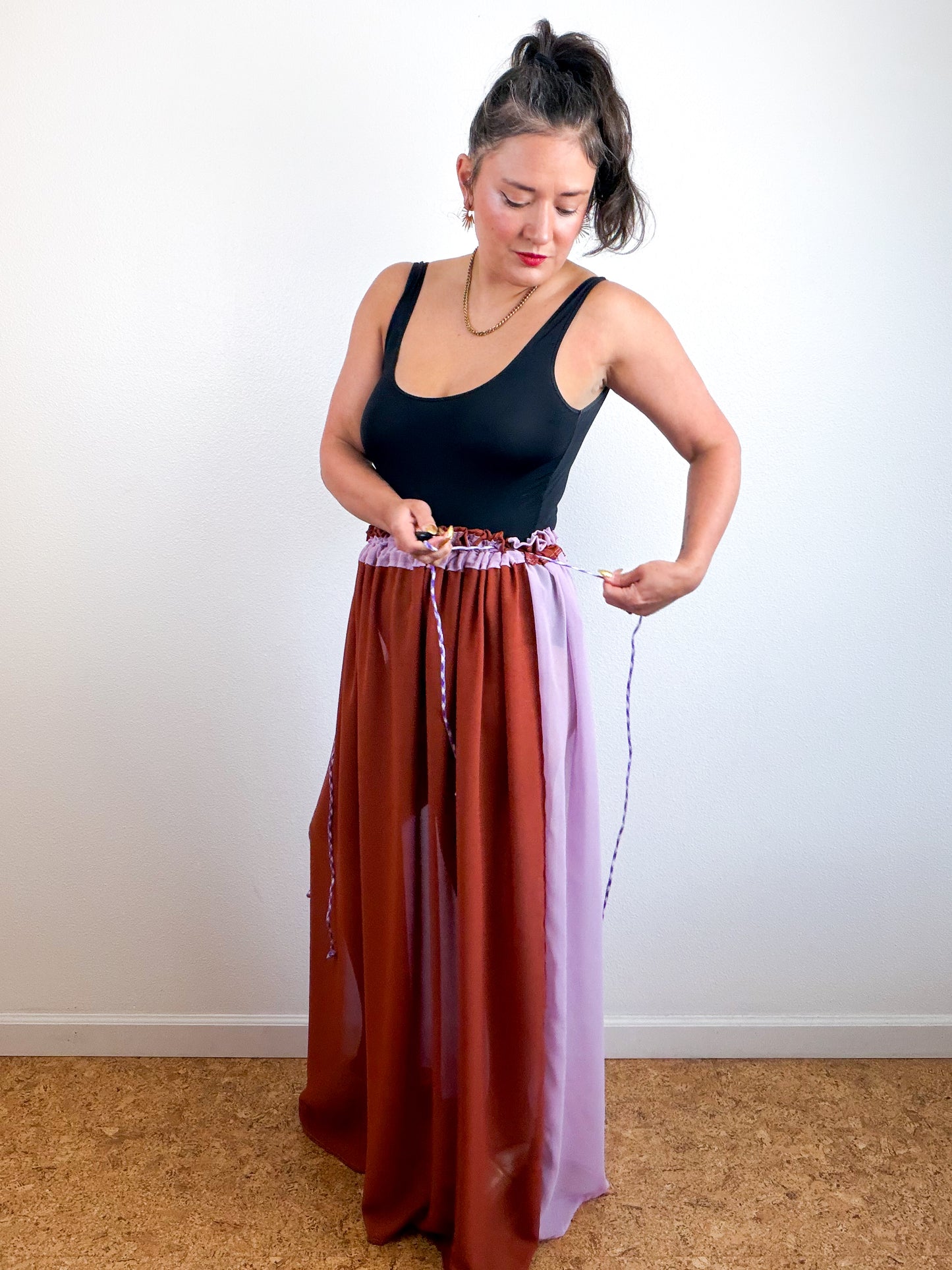THE SKIRT Rust Lavender Reversible Chiffon