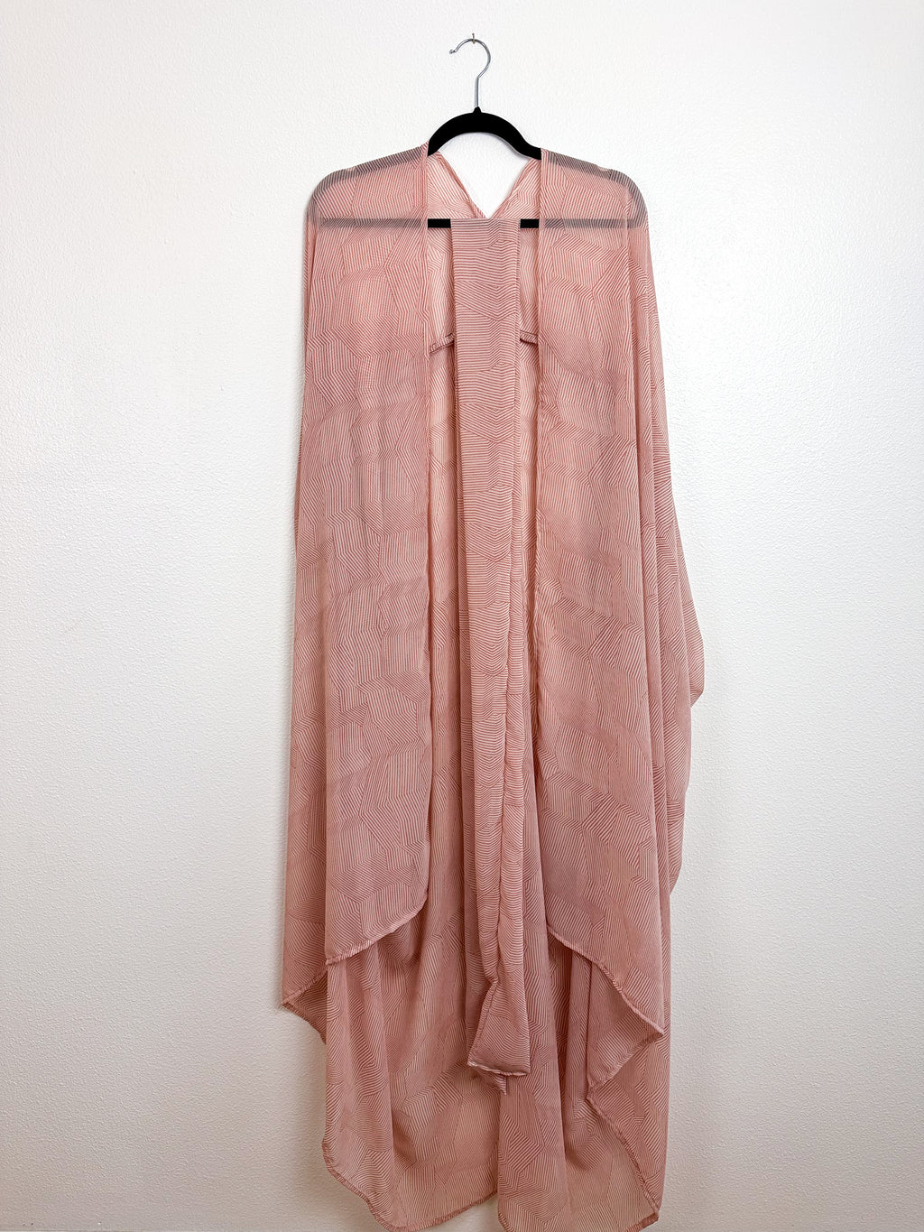 Print High Low Kimono Blush Lines Chiffon