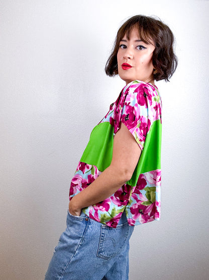 Scrappy Crop Pink Lime Floral