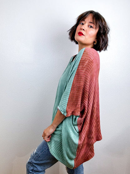 Oversize Flip Sweater Terracotta Celadon