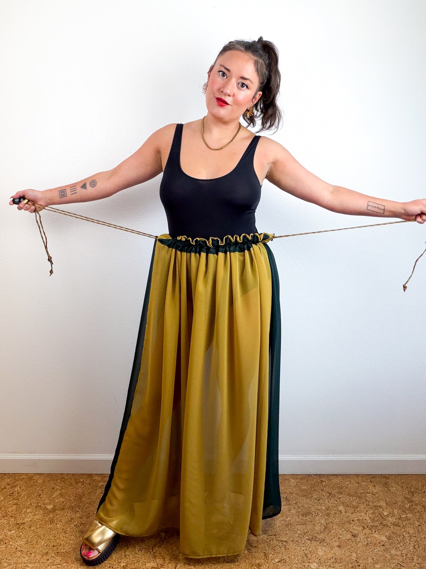 THE SKIRT Bronze Forest Reversible Chiffon