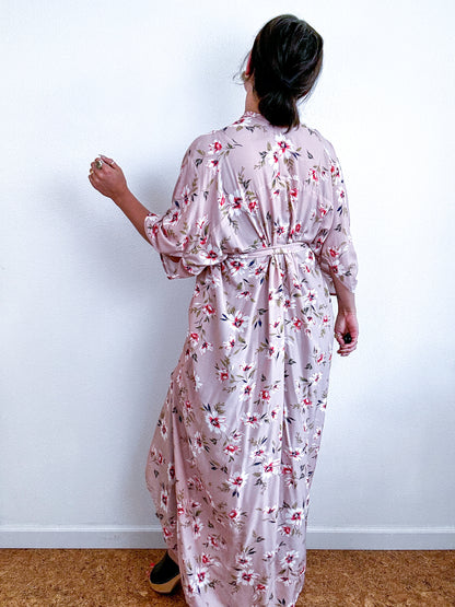 Print High Low Kimono Blush Floral Challis