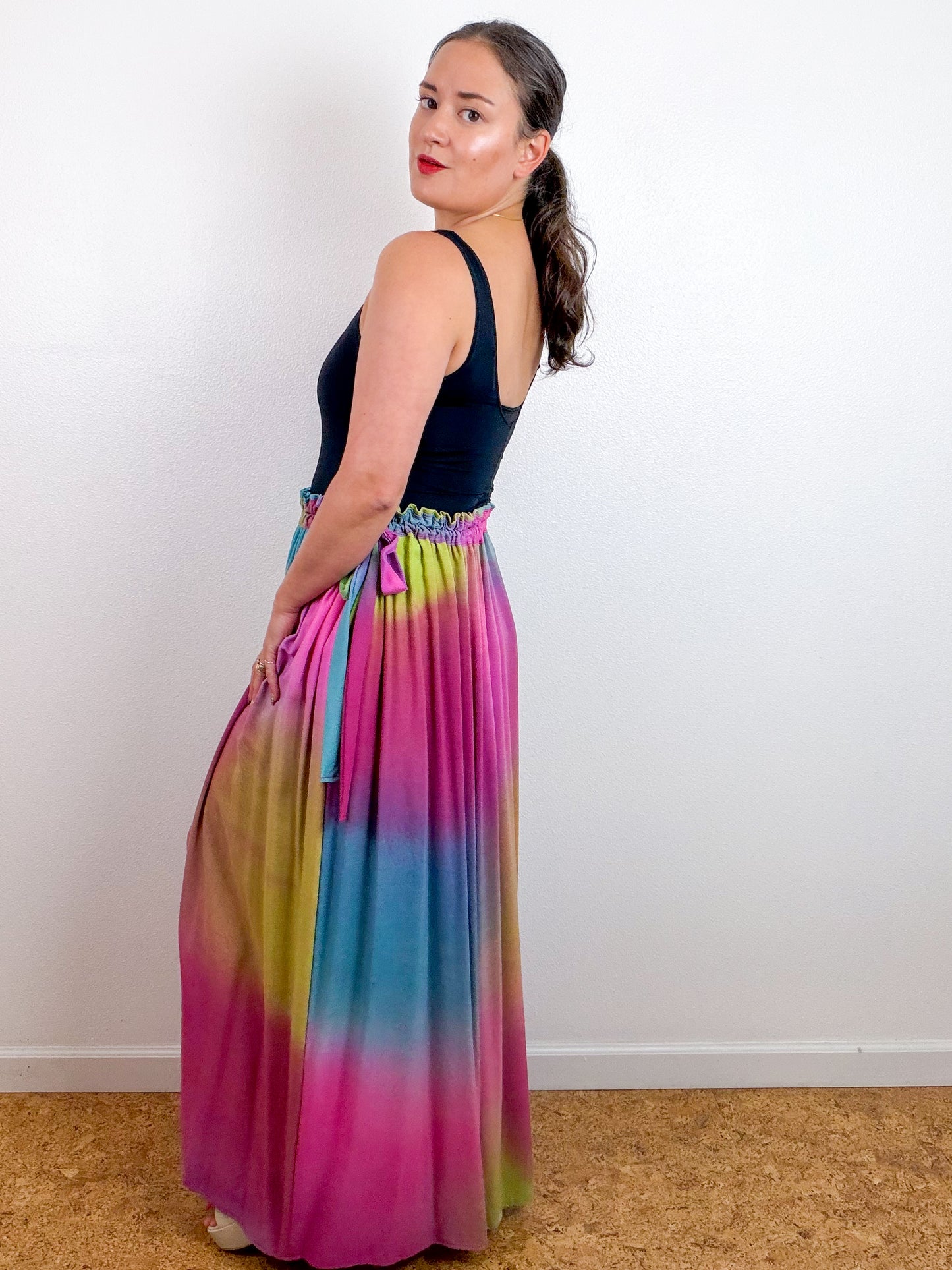THE SKIRT Fuchsia Chartreuse Blue Hand-Dyed