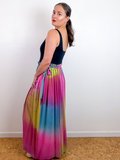 THE SKIRT Fuchsia Chartreuse Blue Hand-Dyed