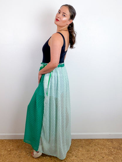 THE SKIRT Seafoam Green Swiss Dot Reversible Chiffon