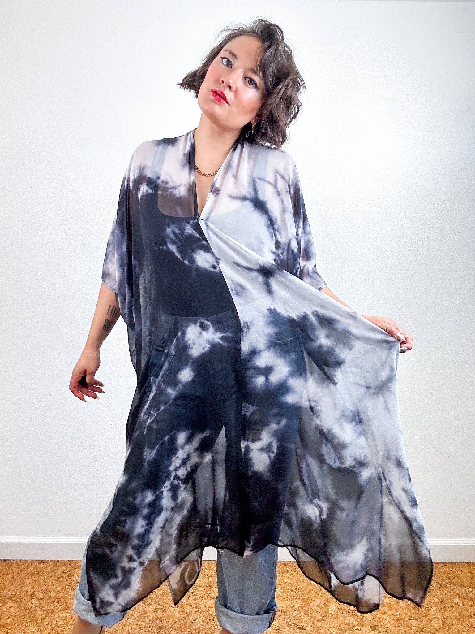 SILK Midi Caftan Dress Black Tie