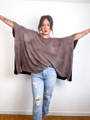 Oversize Flip Sweater Black Taupe