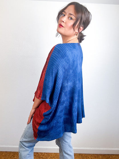 Oversized Flip Sweater Terracotta Indigo