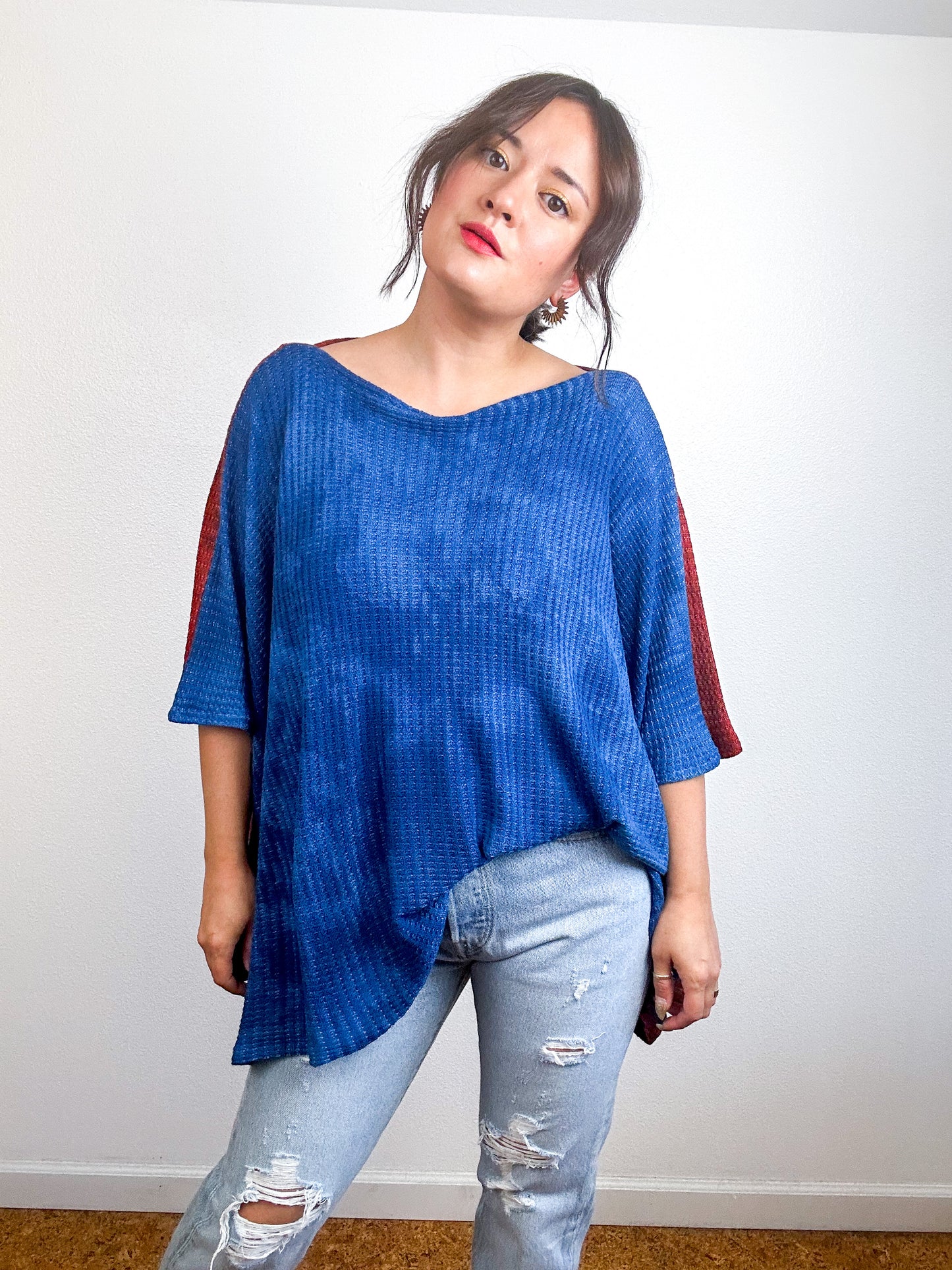 Oversized Flip Sweater Terracotta Indigo
