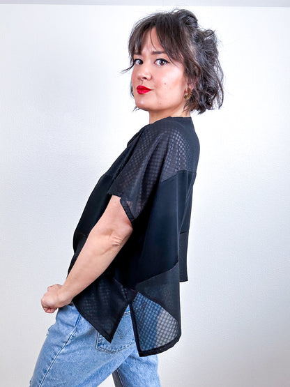 Scrappy Crop Black Dots Chiffon
