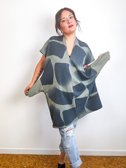 Hand-Dyed Mini Sweatshirt Smock Dress Sage Brushtroke