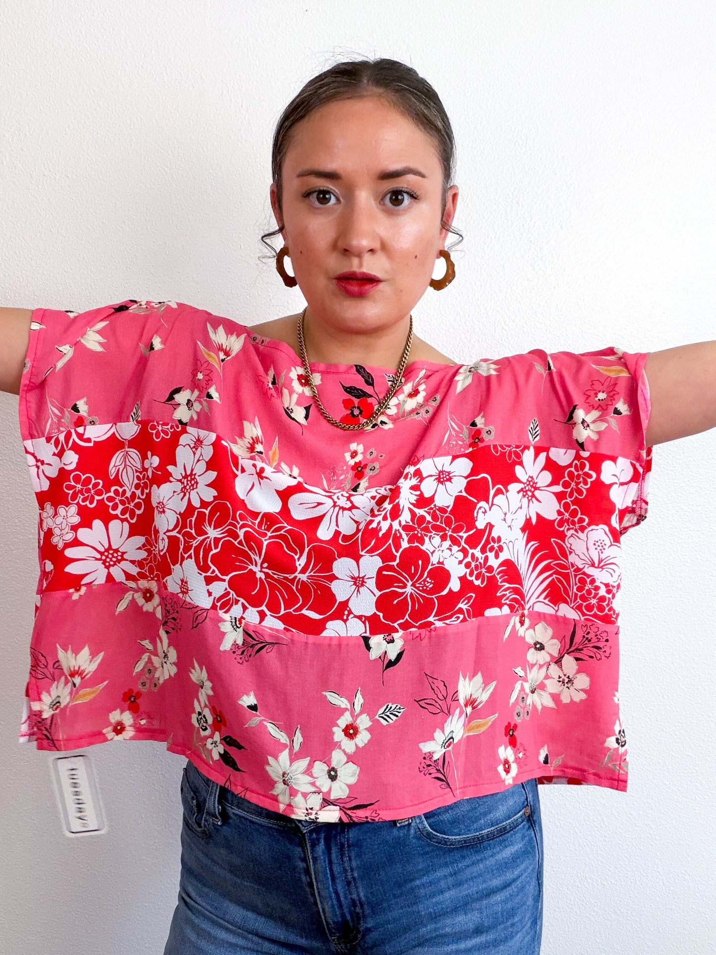Scrappy Crop Pink Red Floral