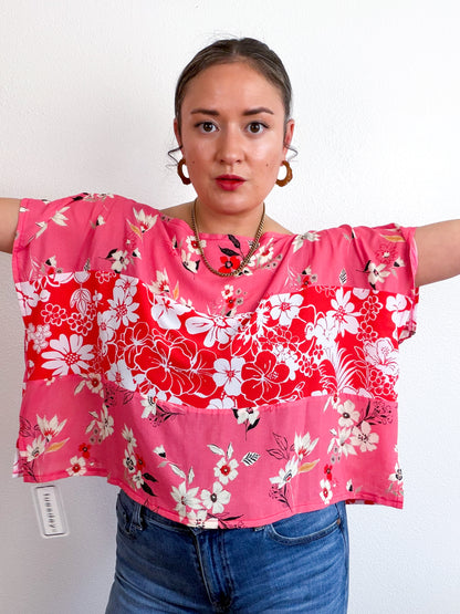 Scrappy Crop Pink Red Floral