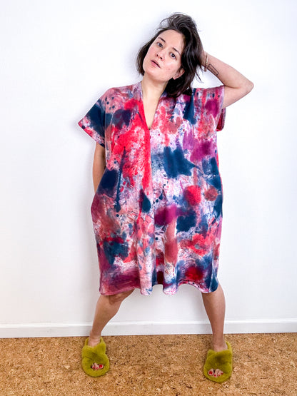 Oversized Hand-Dyed Sweatshirt Smock Dress Watercolor Pamplona