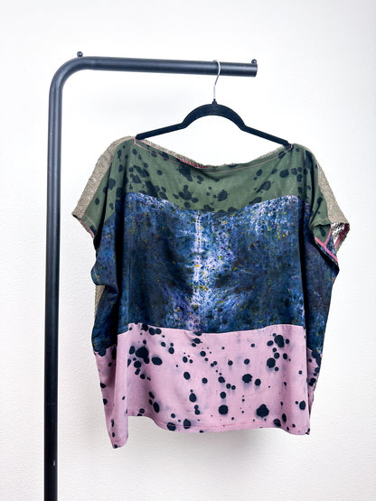 Hand-Dyed Bamboo Scrappy Crop OOAK Speckle Olive Chiffon Medium