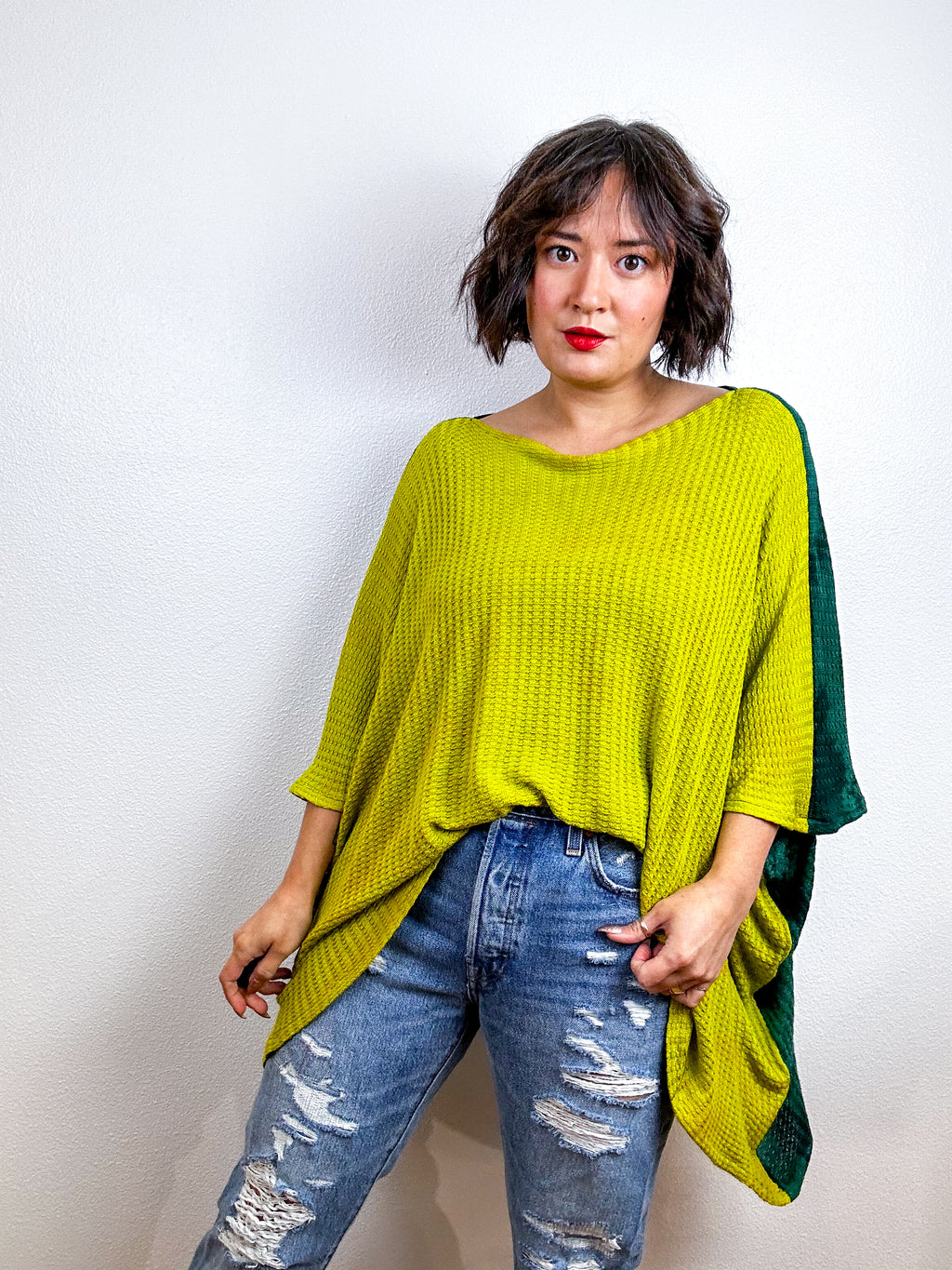Oversize Flip Sweater Forest Chartreuse