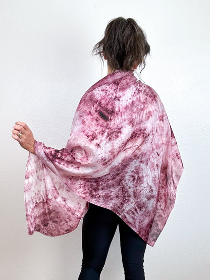 Hand-Dyed Silk Scarf Deconstructed Berry