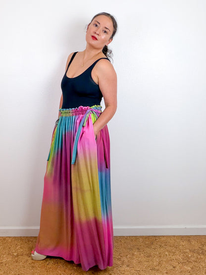 THE SKIRT Fuchsia Chartreuse Blue Hand-Dyed