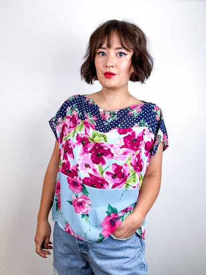 Scrappy Crop Navy Pink Floral