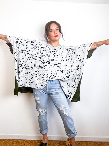 Oversize Flip Sweater Olive Black Droplets