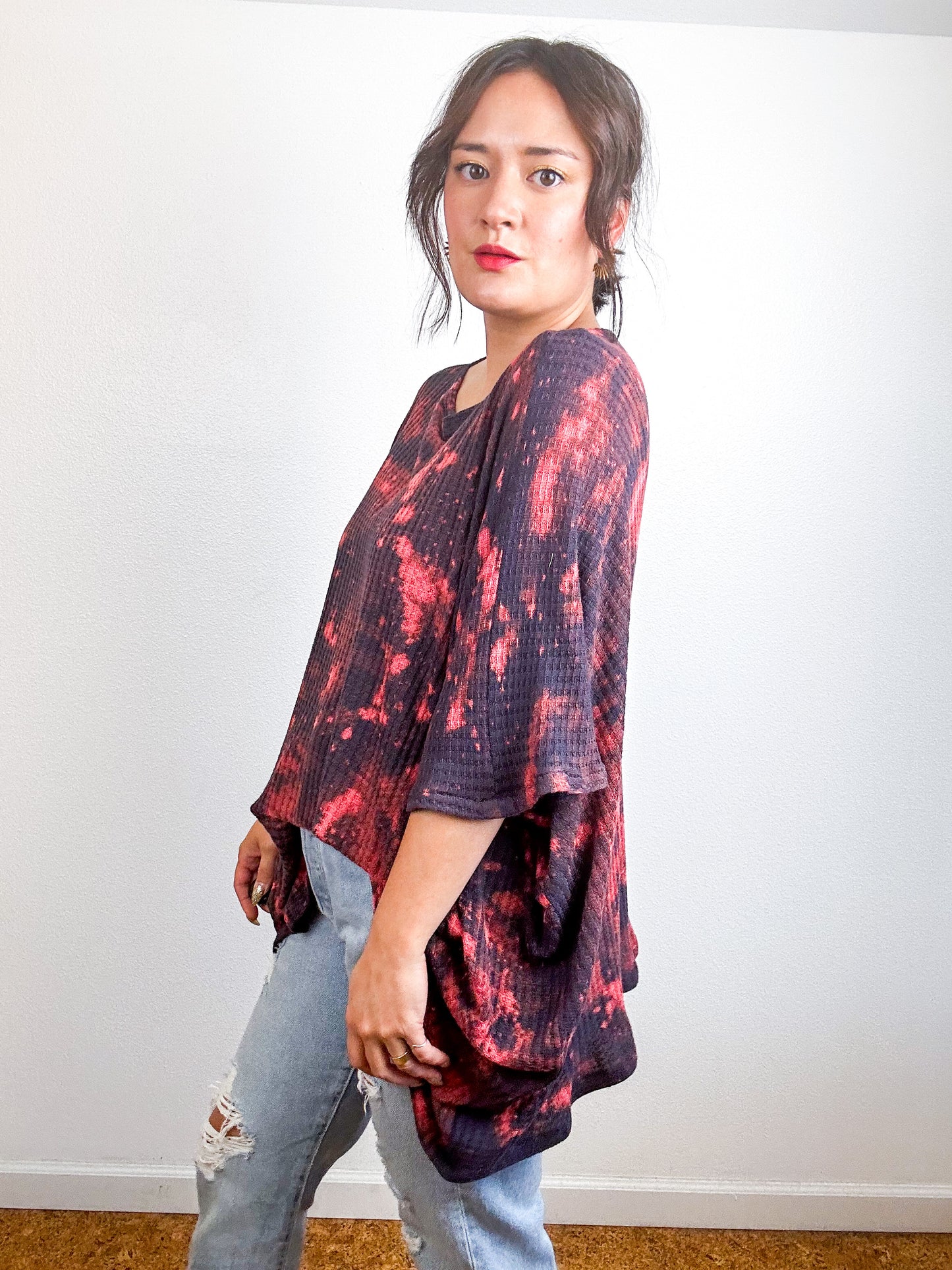 Oversize Flip Sweater Navy Peach Speckle