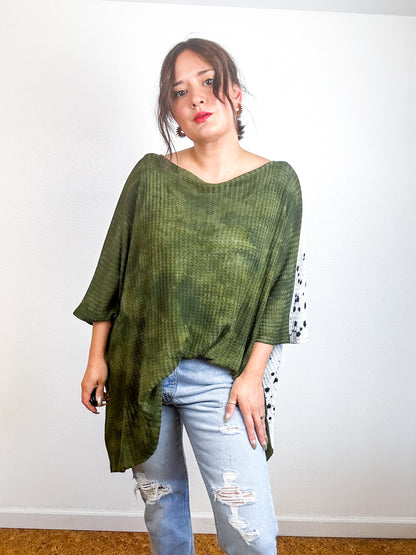 Oversize Flip Sweater Olive Black Droplets