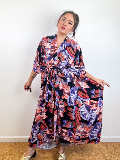 Print High Low Kimono Wings Challis
