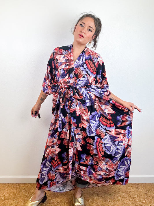 Print High Low Kimono Wings Challis
