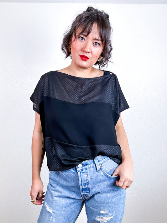 Scrappy Crop Black Dots Chiffon