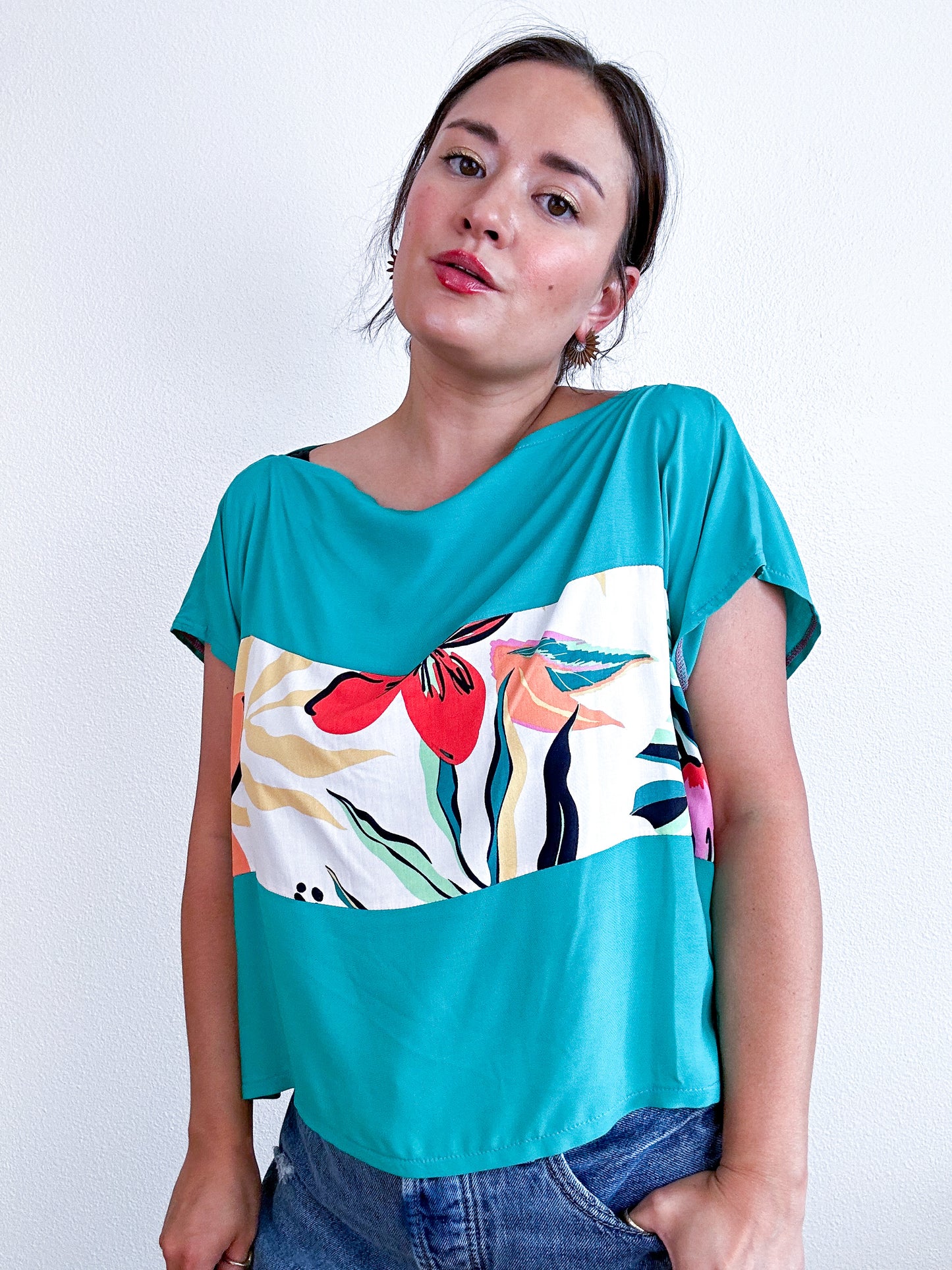 Scrappy Crop Teal Tropical