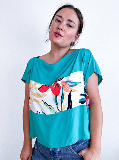 Scrappy Crop Teal Tropical