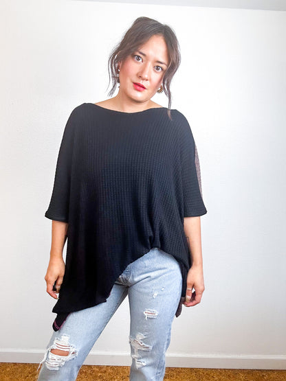 Oversize Flip Sweater Black Taupe