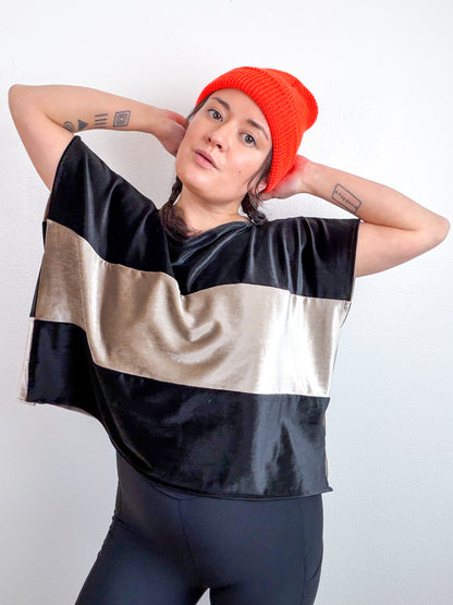 Velvet Flip Crop Black Silver