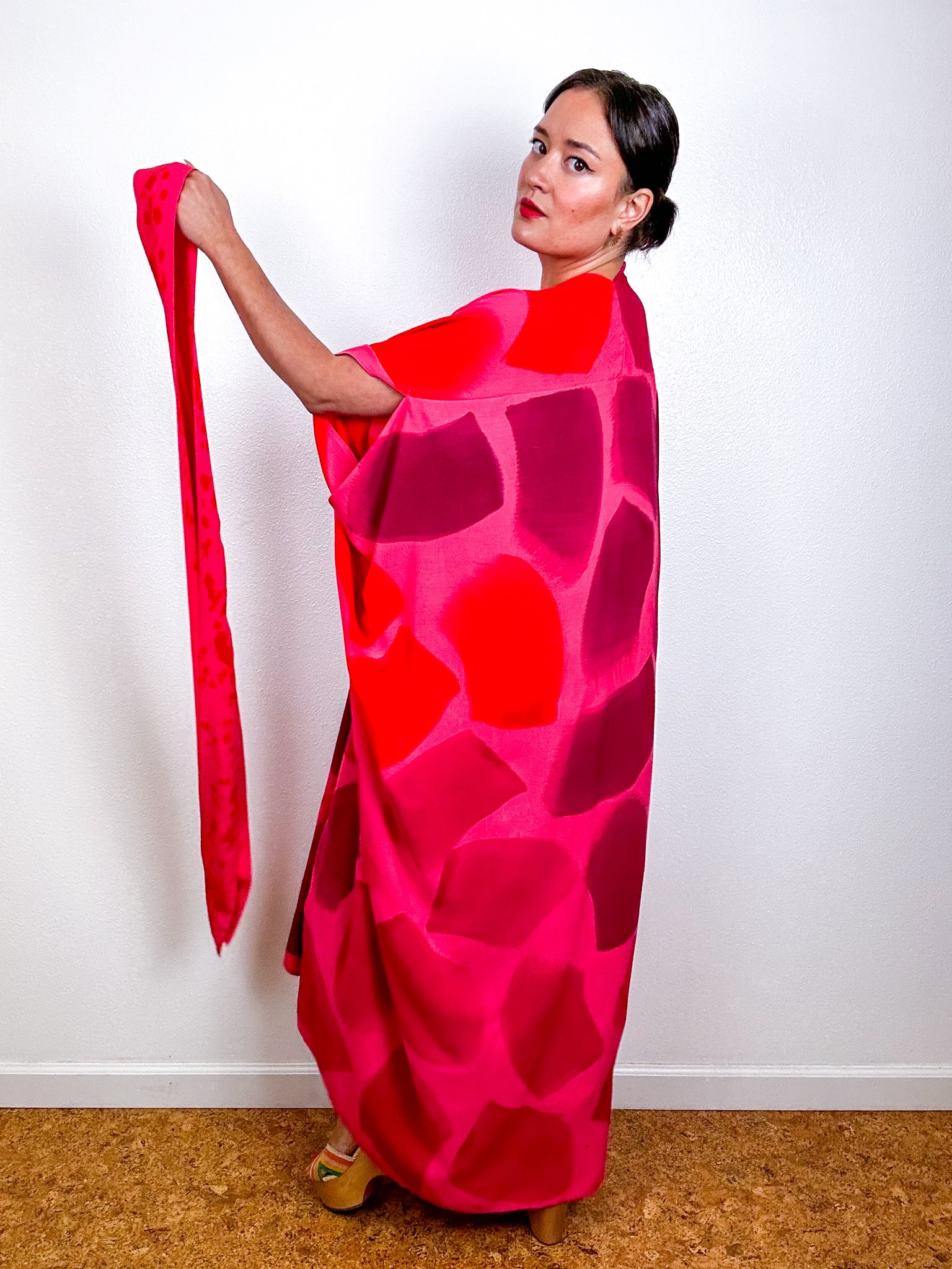 Hand-Dyed High Low Kimono OOAK Coral 2