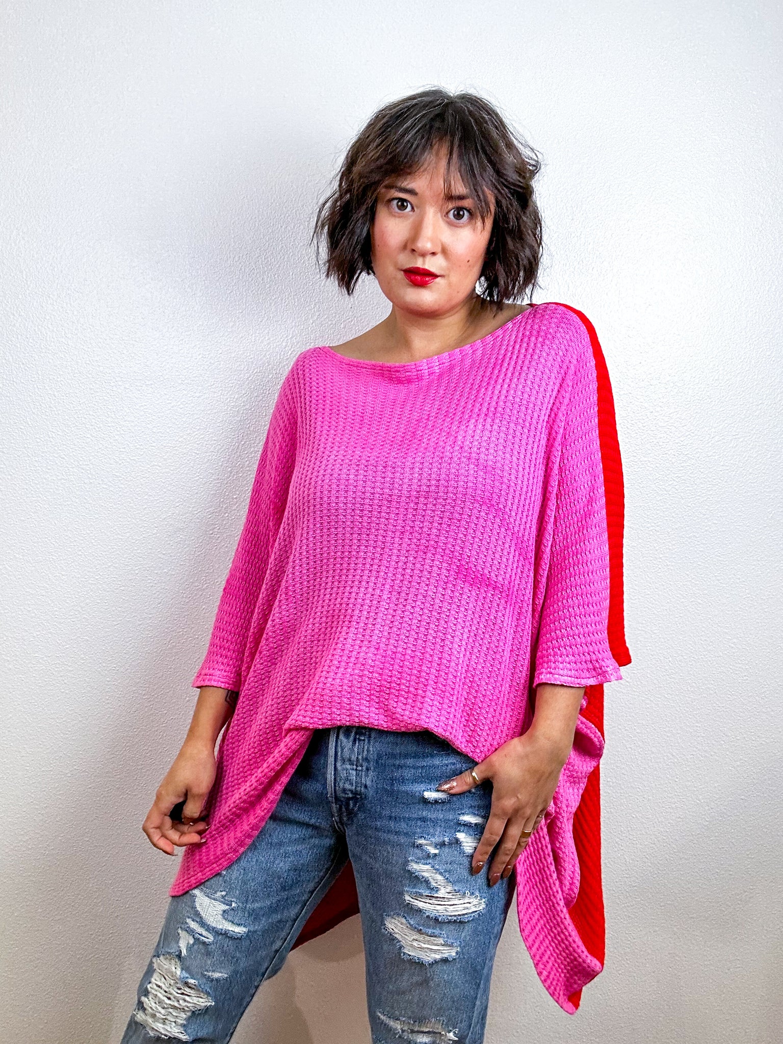 Oversize Flip Sweater Scarlet Hot Pink
