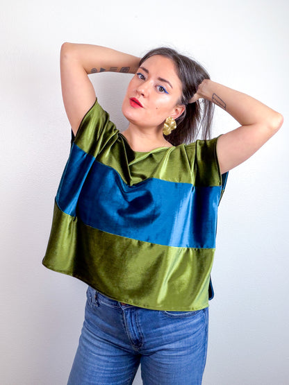 Velvet Flip Crop Teal Olive