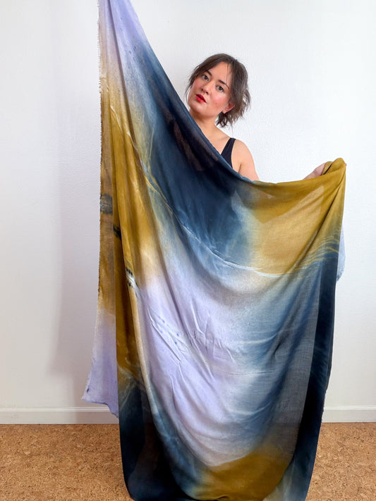 Hand-Dyed Bamboo Scarf Raven Wisteria Bronze Gradient