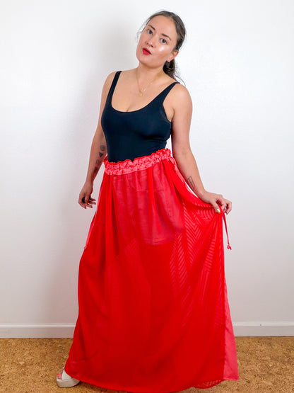 THE SKIRT Coral Chevron Scarlet Reversible Chiffon