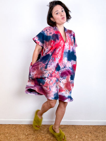 Oversized Hand-Dyed Sweatshirt Smock Dress Watercolor Pamplona