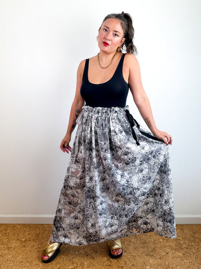 THE SKIRT Black Floral Mesh Lace