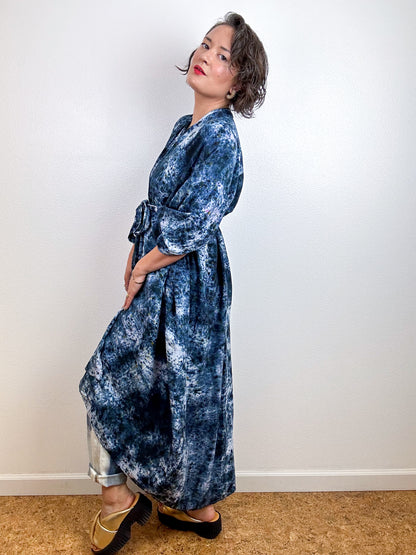 Hand-Dyed High Low Kimono Deconstructed Black