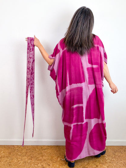 Hand-Dyed High Low Kimono Rosie Magenta Arc