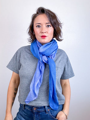 Hand-Dyed Two Tone Gauze Scarf Lapis Periwinkle