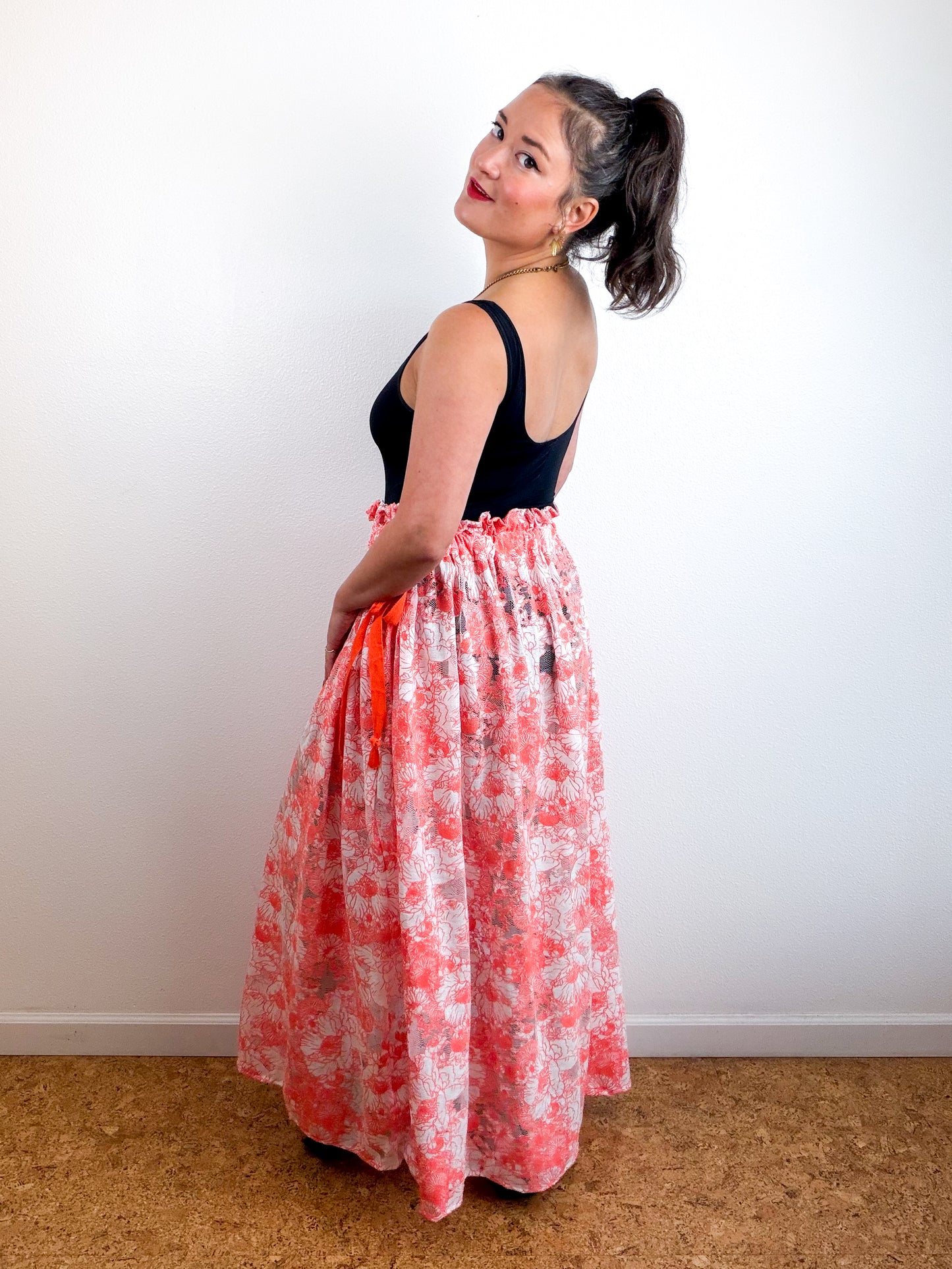 THE SKIRT Scarlet Floral Mesh Lace