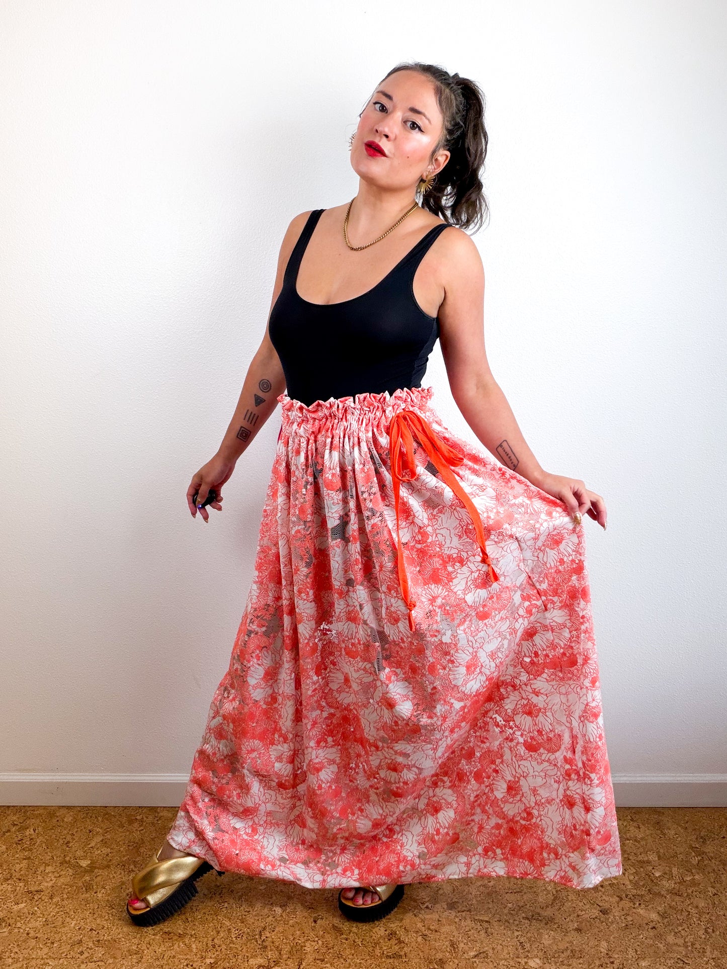 THE SKIRT Scarlet Floral Mesh Lace