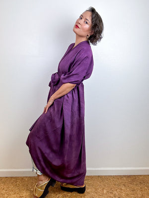 Hand-dyed High Low Kimono Plum